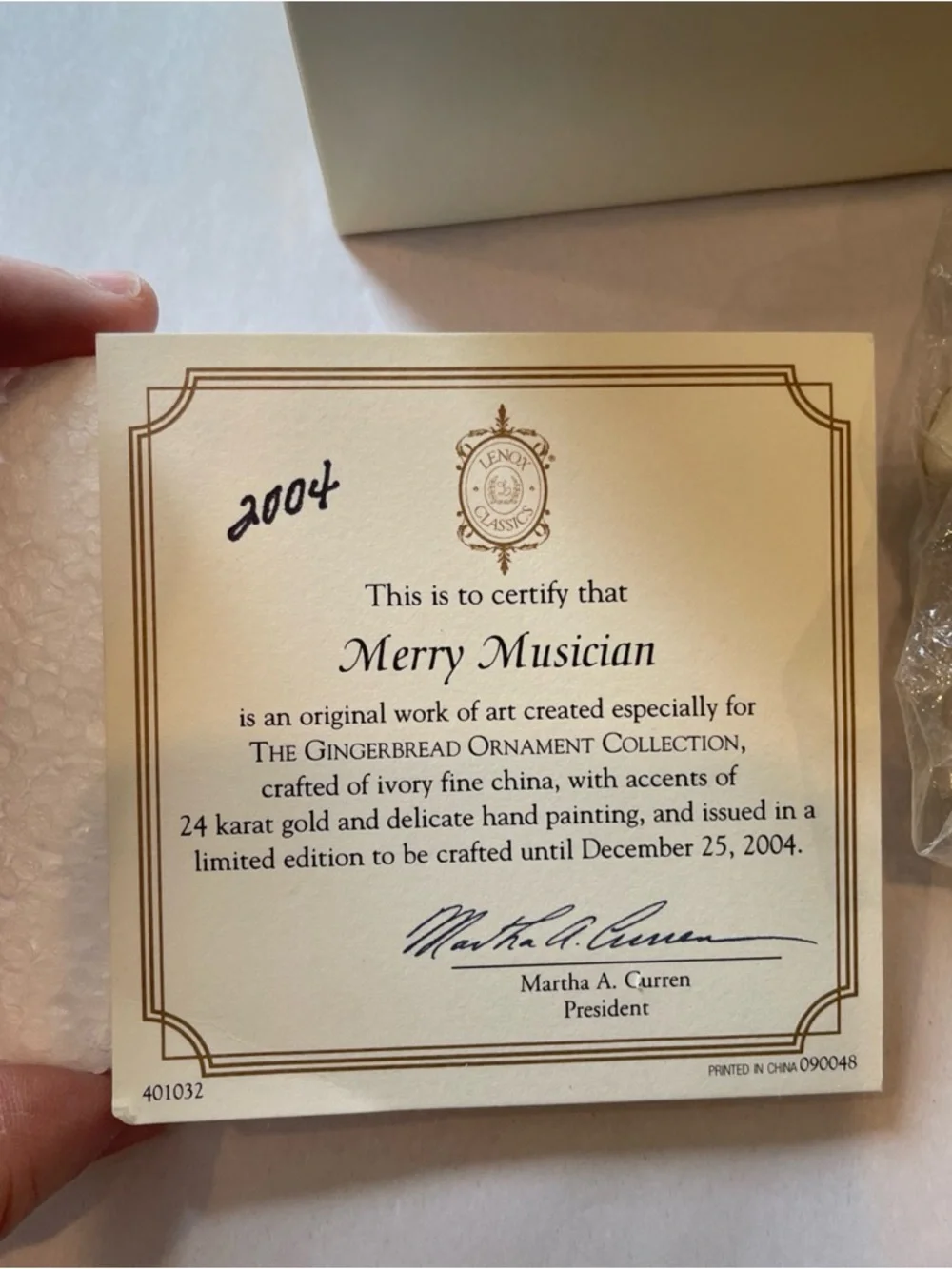 Lenox Gingerbread Ornament MERRY MUSICIAN 2004 New in Box with COA